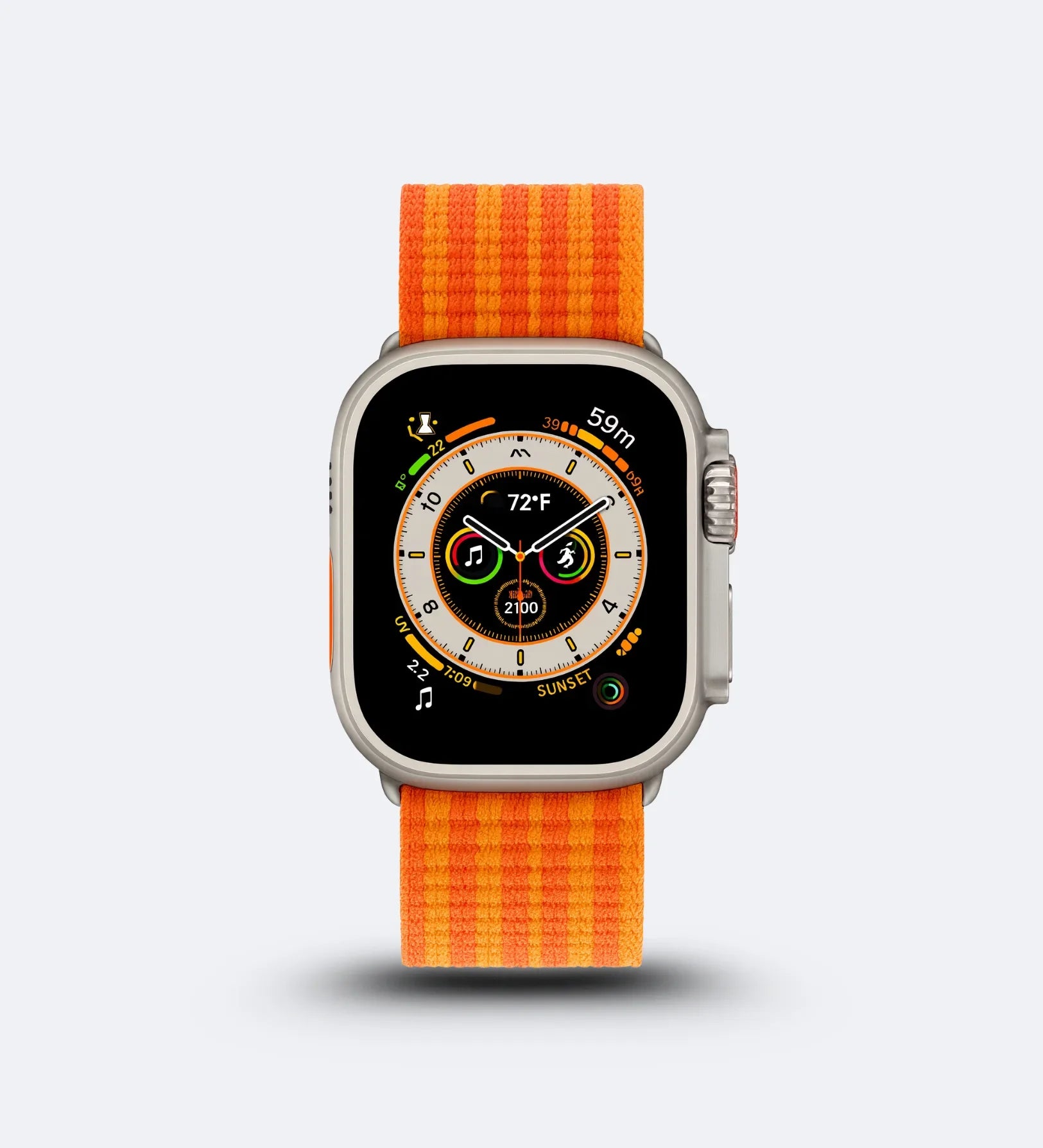 Parachute-Buckle Striped Nylon Apple Watch Band - Orange